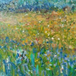 capture la beauté et la tranquillité d'un champ de fleurs en été