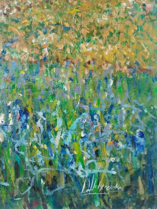 capture la beauté et la tranquillité d'un champ de fleurs en été