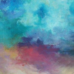 magie et la tranquillité d'un crépuscule céleste, où le ciel se transforme en un kaléidoscope de couleurs se reflétant sur une étendue d'eau calme