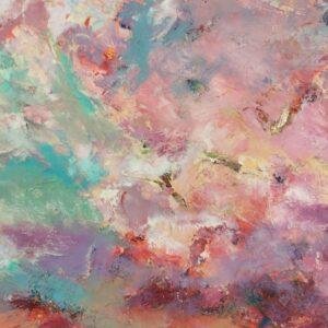 Cette œuvre d'Iryna Malynovska capture la magie et la splendeur d'un crépuscule écarlate, où le ciel se transforme en un kaléidoscope de couleurs se reflétant sur une étendue d'eau calme.