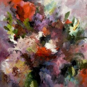 6126 Explosion Florale - Tableau Abstrait à l’Huile F30 (73x92 cm) par Iryna Malynovska