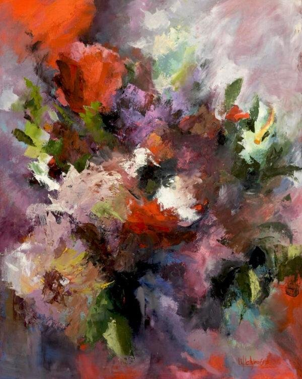 6126 Explosion Florale - Tableau Abstrait à l’Huile F30 (73x92 cm) par Iryna Malynovska