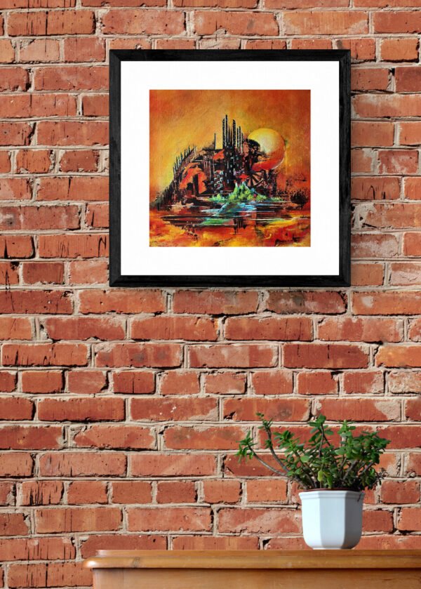 toile-ANABIOSE-encadré-sur-mur-de-briques