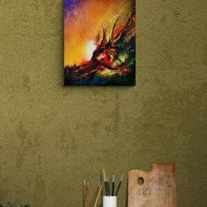 Tableau DIE WUNDE sur mur marron