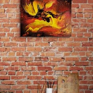 toile INCANDESCENCE sur mur en briques