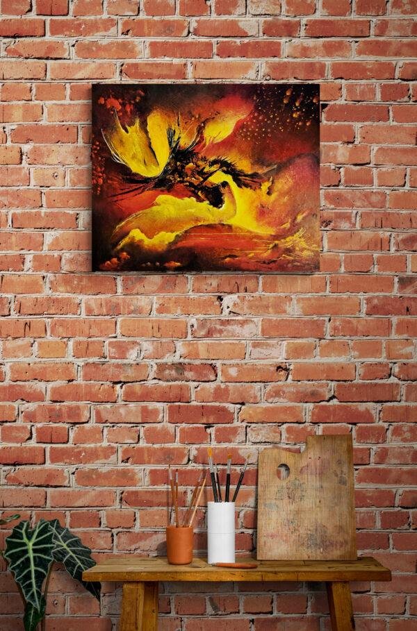 toile INCANDESCENCE sur mur en briques