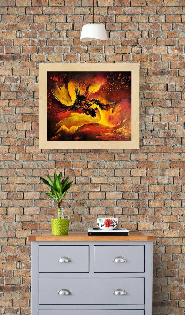 toile INCANDESCENCE au-dessus d'une commode