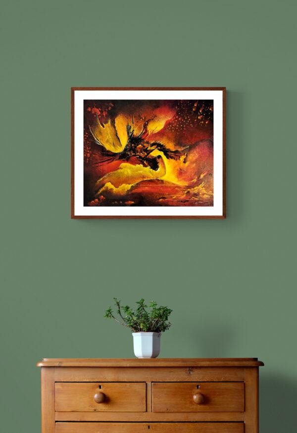 Toile INCANDESCENCE sur mur bleu