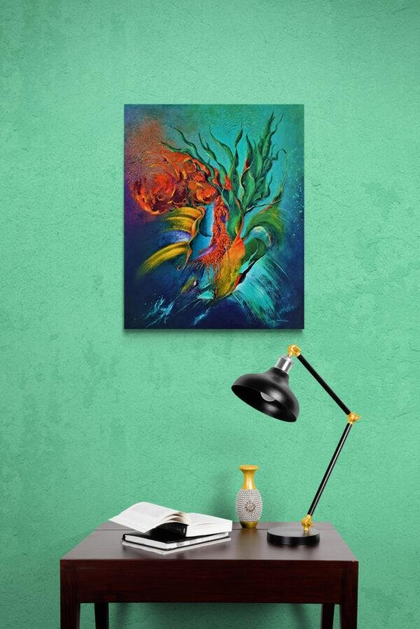 Toile LUXURIANCE SUR MUR VERT