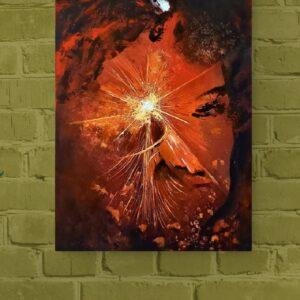 toile-METAMORPHOSE-sur-mur-vert