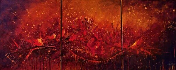 Toile-abstraite-acrylique-TEMPETE SOLAIRE