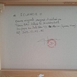 Verso de la toile ECLAIRCIE