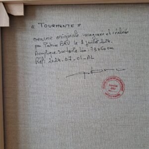 Verso de la toile TOURMENTE