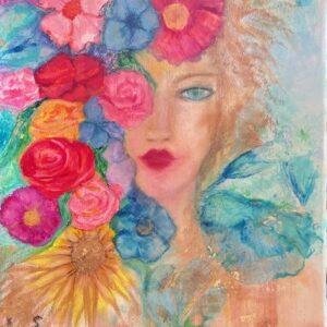 Cette creation technique mixte clôture ma série "les fleurs de l'âme"